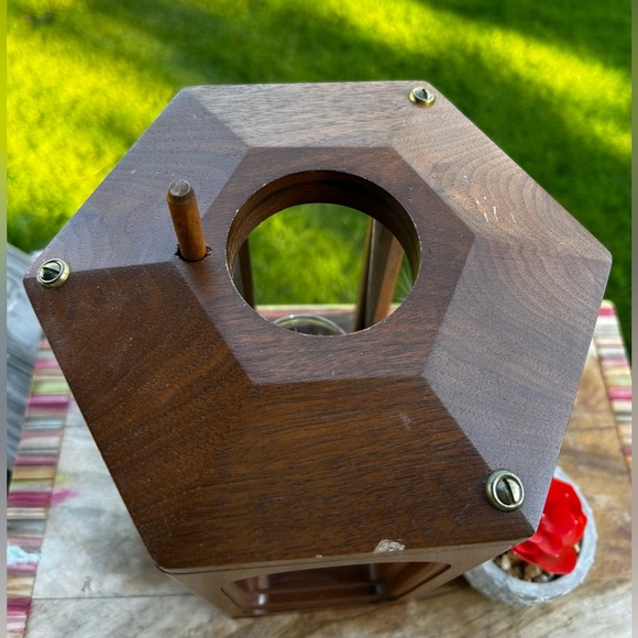 VTGKrantz Colonial WoodKrafts Hand Crafted Candle Holder Etched
Glass Hexagonal - Picture 5 of 10